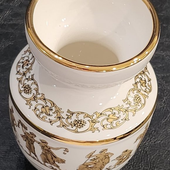 Greek Small Hand Painted Gilt Figural Ceramic Vase Neoclassical Vase - Picture 2 of 10